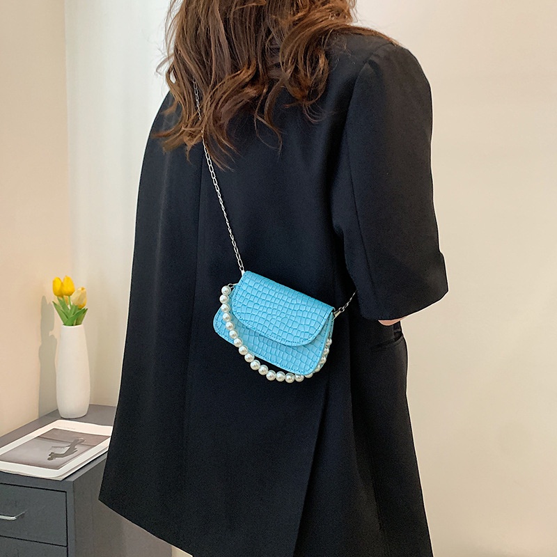 Túi Đeo JASMIN NOIR Chéo Giả Da Cá Sấu Đính Ngọc Trai Thời Trang Dành Cho Nữ