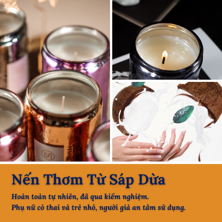 Nến thơm trang trí LUXURY sáp dừa khử mùi không gian nhà cửa big size 70h