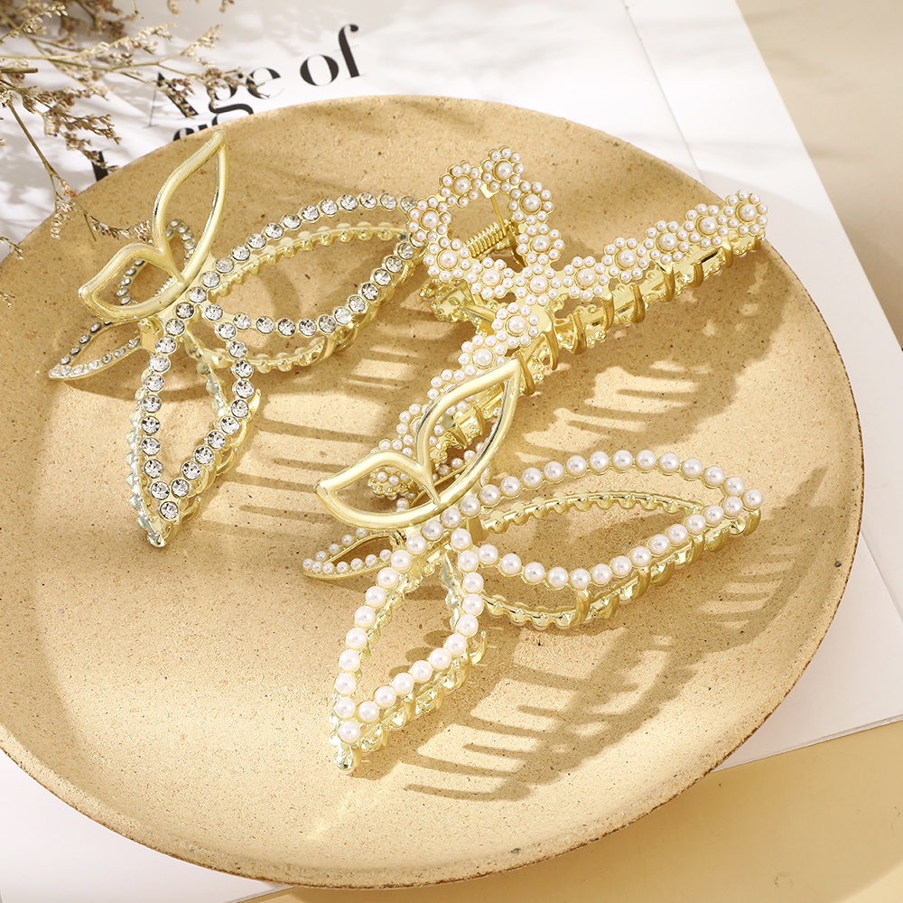 Kẹp bấu tóc Haimeikang đính đá và ngọc trai thời trang Hàn Quốc