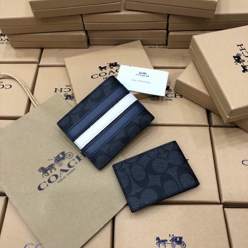 Ví ngắn C0ACH nam da thật