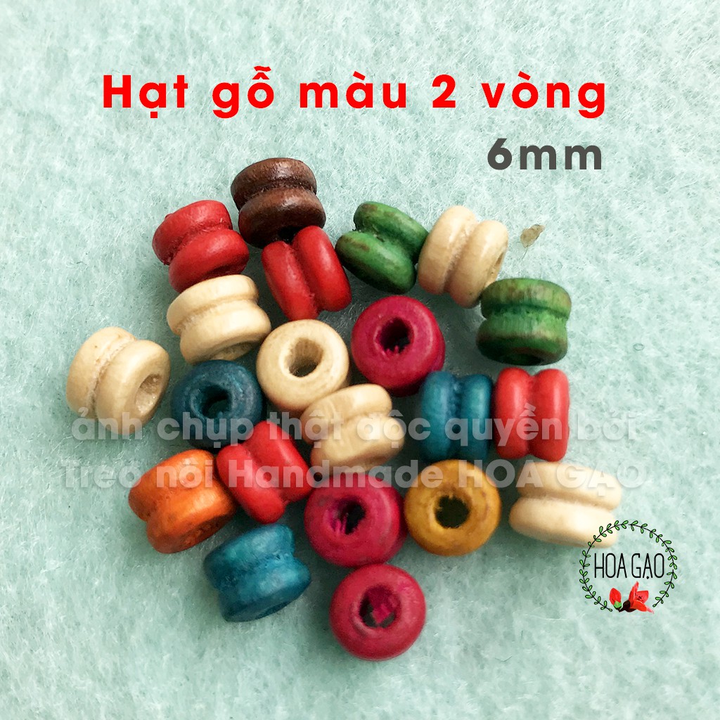 Hạt gỗ màu, hạt gỗ trơn HGH5 làm sách vải, vòng tay handmade 5g