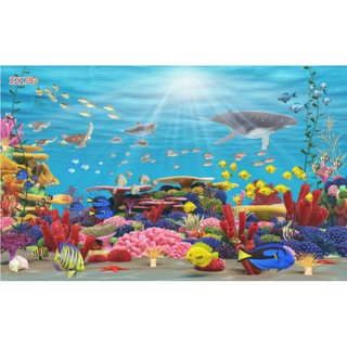 Tranh 3D dán bể cá cảnh KT 120cm*60cm có keo sẵn