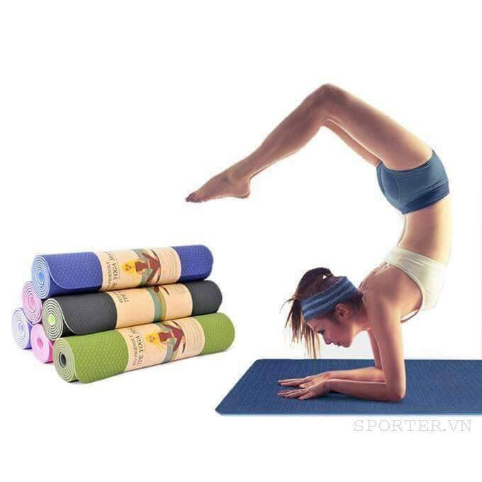 THẢM TẬP YOGA TPE 2 LỚP DÀY_Thảm tập yoga  chống trượt 2 lớp cao su TPE cao cấp, thảm yoga tập gym thể dục tại nhà