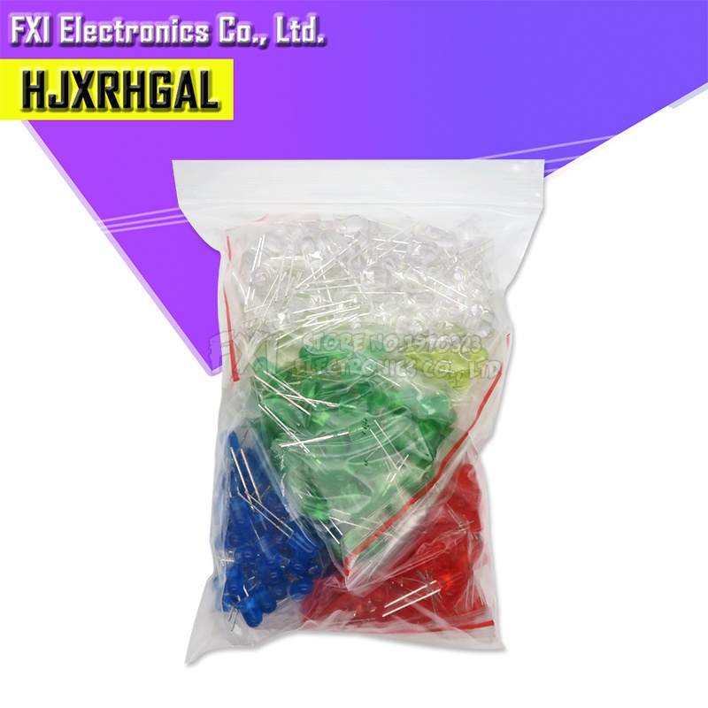 500 Cái / Bộ 100 Cái Đi Ốt LED 5MM Màu Hỗn Hợp Đỏ Xanh Lá Vàng Xanh Dương Trắng