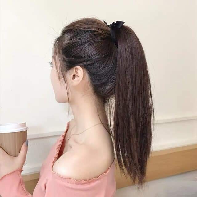 Tóc giả nữ cột đuôi CAO CẤP. Tóc thẳng dài nữ tính. Dài 45 cm, 55 cm, 65 cm chất lượng cao