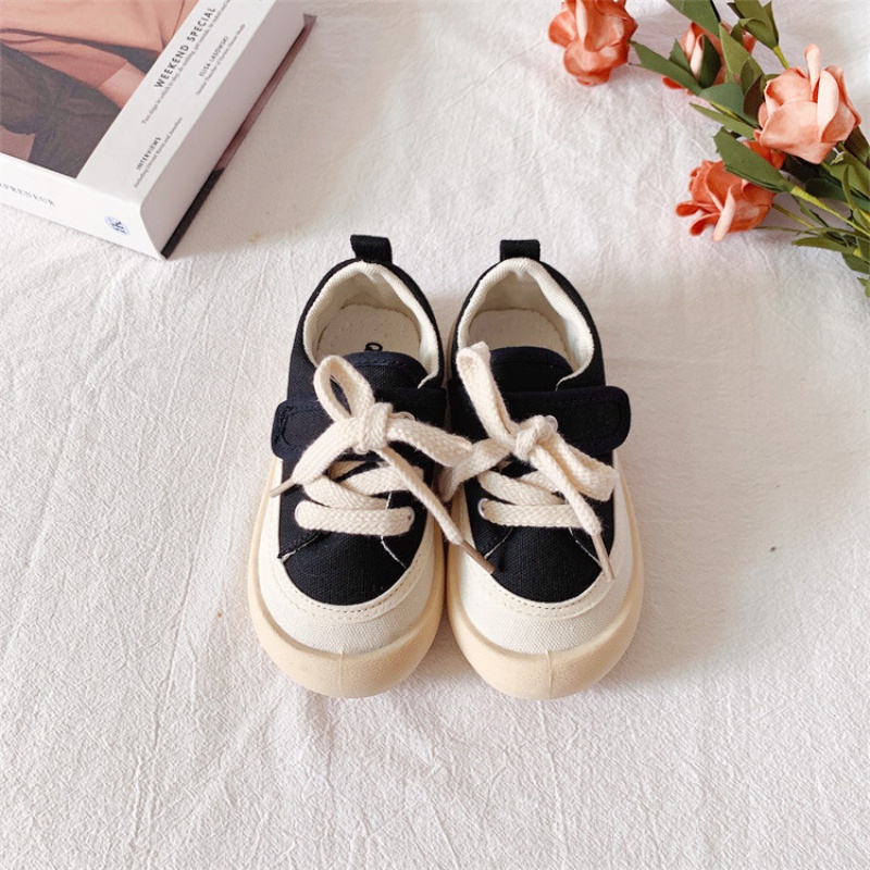 Giày Vải Canvas Đế Mềm Màu Tương Phản 3 Màu 12 Size Cho Bé