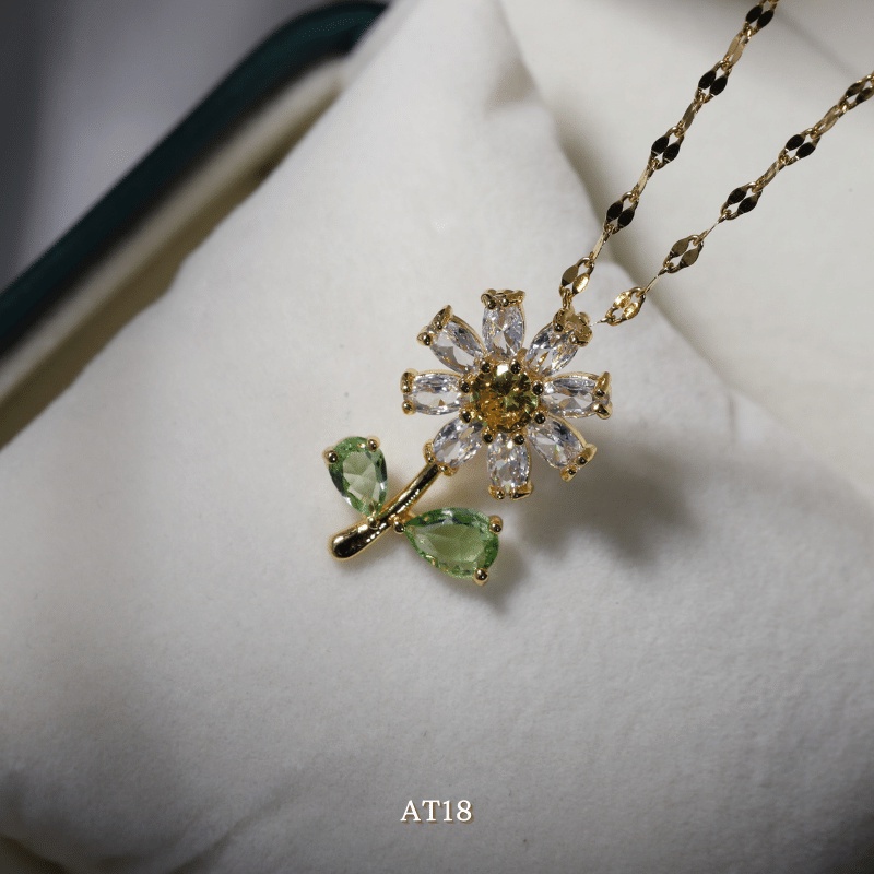 Dây chuyền hoa đính đá pha lê thời trang nữ tính thanh lịch hottrend AT18