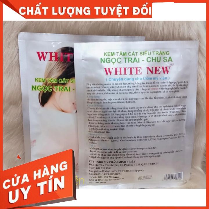 KEM TẮM CÁT SIÊU TRẮNG NGỌC TRAI_ CHU SA ( WHITE NEW ) 300ggiúp làm trắng mịn da_chuyên dụng cho thẩm mĩ viện.