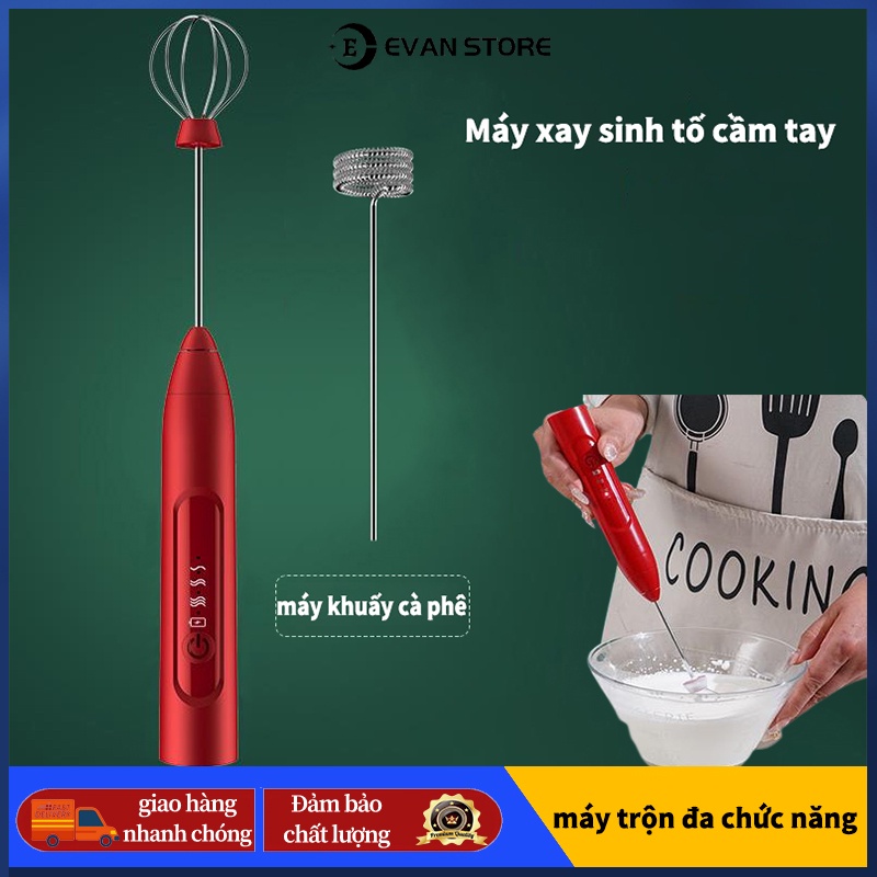 Máy Đánh Trứng, Đánh Sữa Và Tạo Bọt Cafe Di Động Cầm Tay 3 Tốc Độ,đánh bọt cafe cầm tay mini,pin sạc cao cấp-[hoả tốc]
