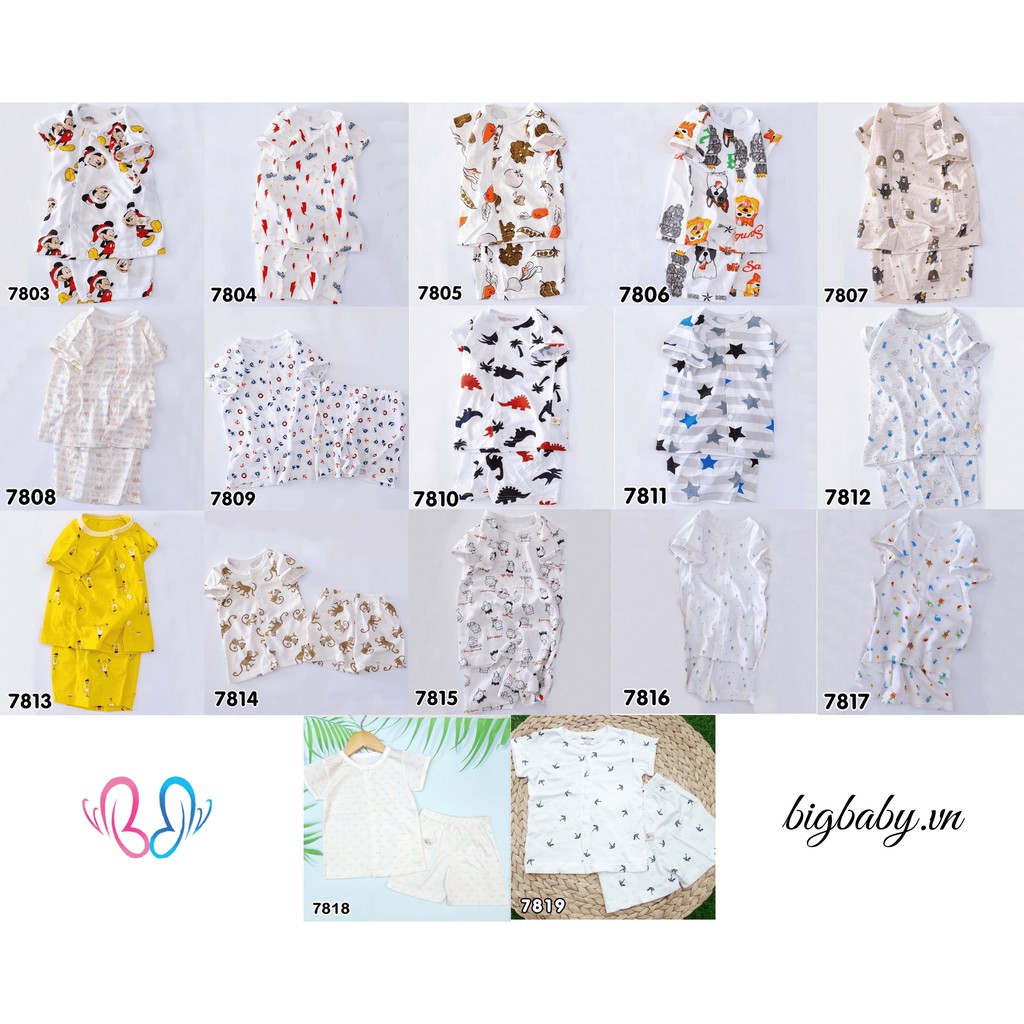 BỘ NGẮN TAY CÀI NÚT GIỮA NHIỀU HỌA TIẾT CHO BÉ TỪ 6KG- 19KG (2)