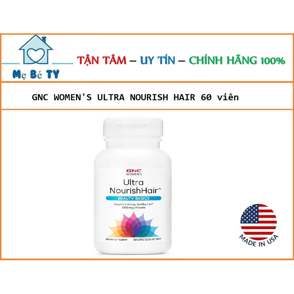 Viên uống hỗ trợ da, tóc, móng cho phụ nữ GNC WOMEN'S ULTRA NOURISH HAIR 60 viên