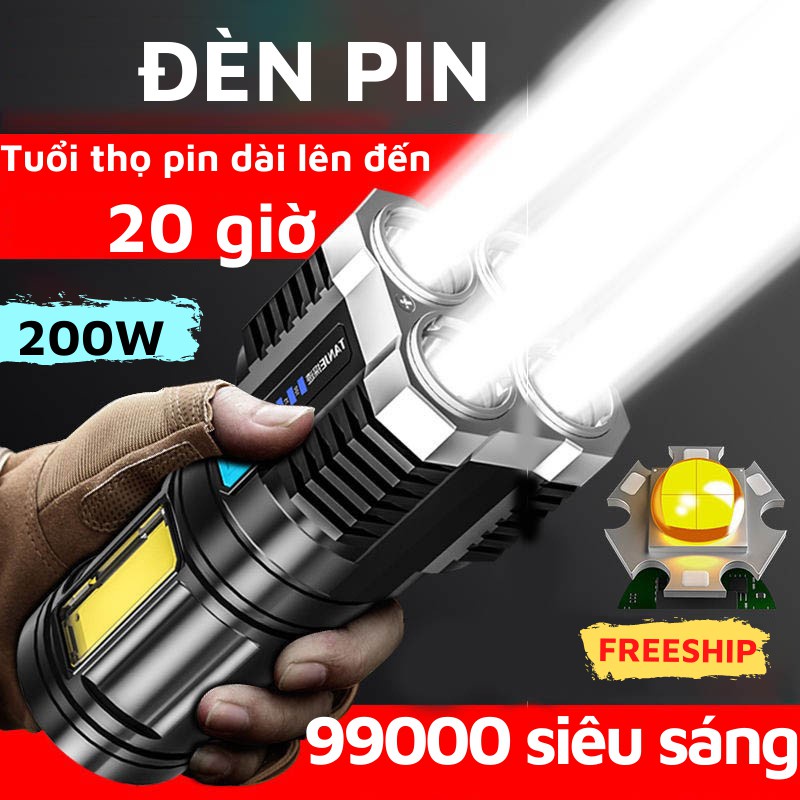 Đèn Pin Siêu Sáng Cầm Tay Chiếu Xa Chắc Chắn 4 Chế Độ Sáng Tiện Dụng