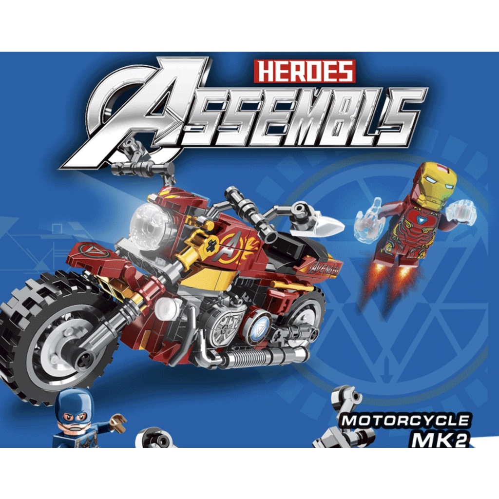 Bộ lắp ráp xếp hình Legoo xe mô tô harley davidson Iron man