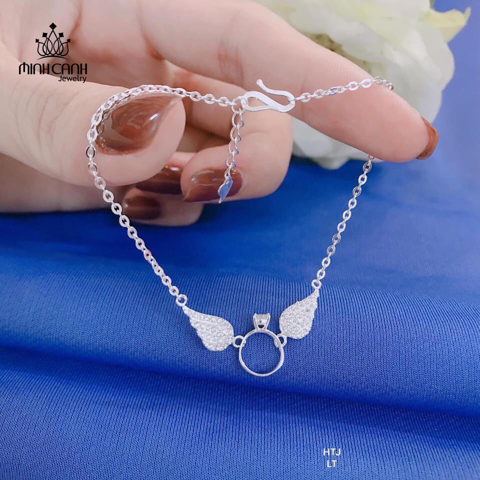 Lắc Chân Bạc Ta Hình Chiếc Nhẫn Đôi Cánh Thiên Thần - Minh Canh Jewelry