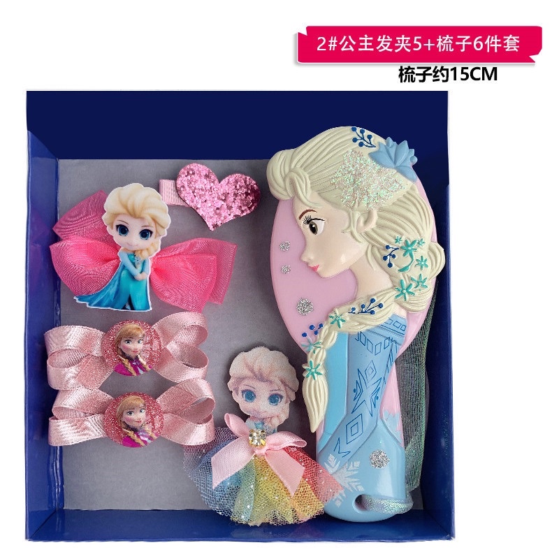 Bộ phụ kiện tóc với lược chải tóc tĩnh điện họa tiết công chúa Anna Elsa độc đáo tiện dụng