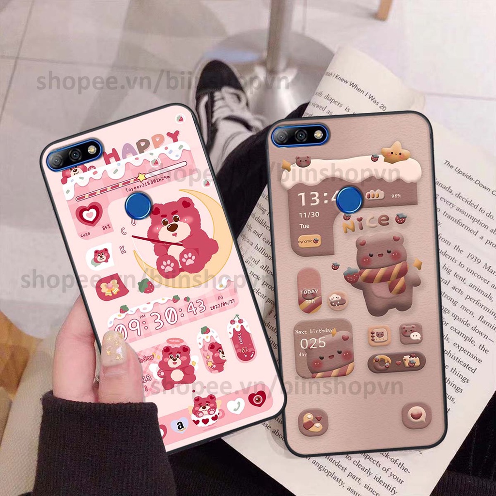 Ốp Huawei Y7 Prime 2018 / Y7 Pro 2018 in 3D icon gấu nổi siêu xinh, siêu đáng yêu, cá tính phong cách