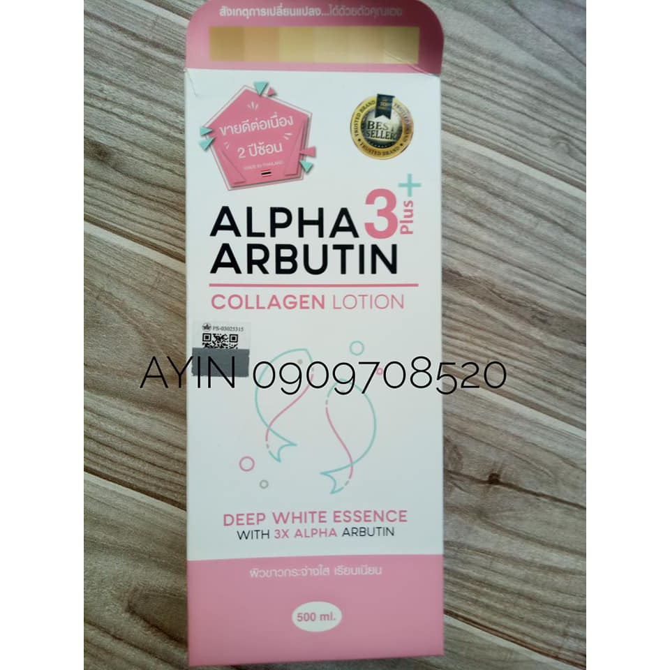Sữa Dưỡng Thể trắng da Alpha Arbutin Collagen Lotion 3+ Plus Thái Lan 500ml