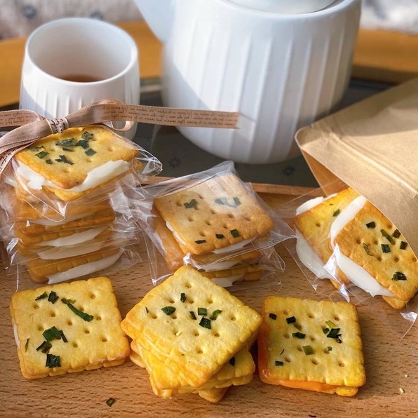 Bánh Quy Hành Kẹp Kẹo Phô Mai/Sữa/Trứng Muối Đài Loan Giòn Thơm Béo Ngậy Bánh Homemade