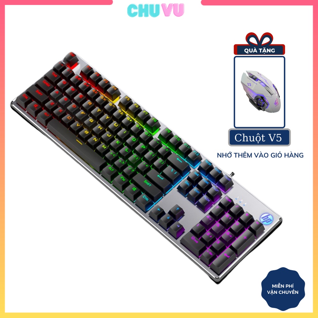 Bàn phím máy tính giả cơ gaming, Keyboard keycap hp k500 chuyên game led nhìn xuyên phím thuận tiện chơi làm việc về đêm