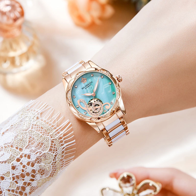 Đồng Hồ Cơ Tự Động Dây Thép Chống Thấm Nước Thời Trang Cho Nữ