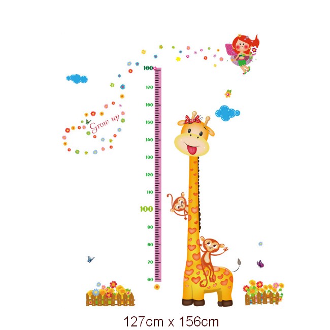 Decal thước đo hươu và khỉ con