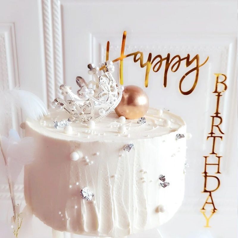 Que Chữ Happy Birthday Bằng Acrylic Màu Vàng / Bạc Chuyên Dụng Cho Trang Trí Bánh Kem