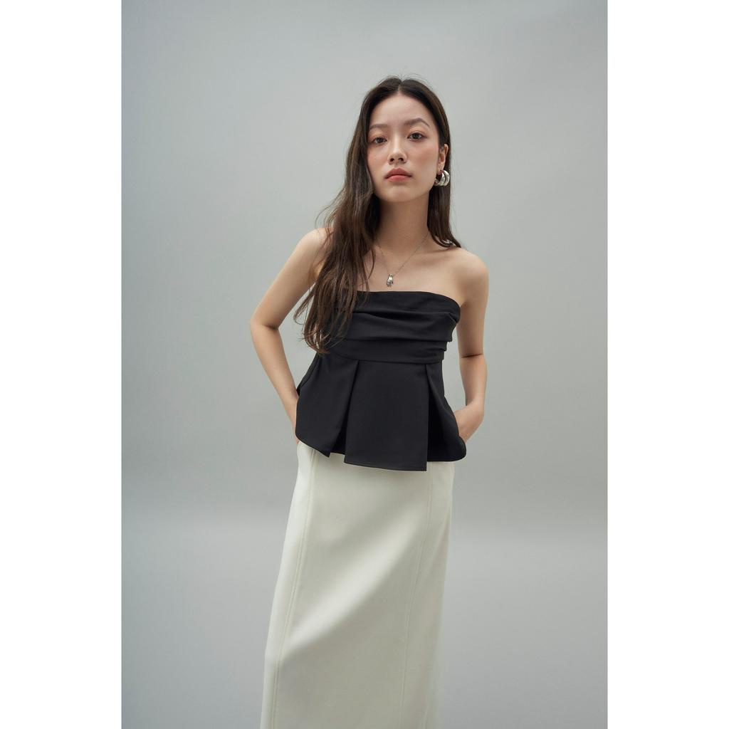 Áo kiểu nữ croptop MONO TALK xếp nếp không nhăn T20006TK