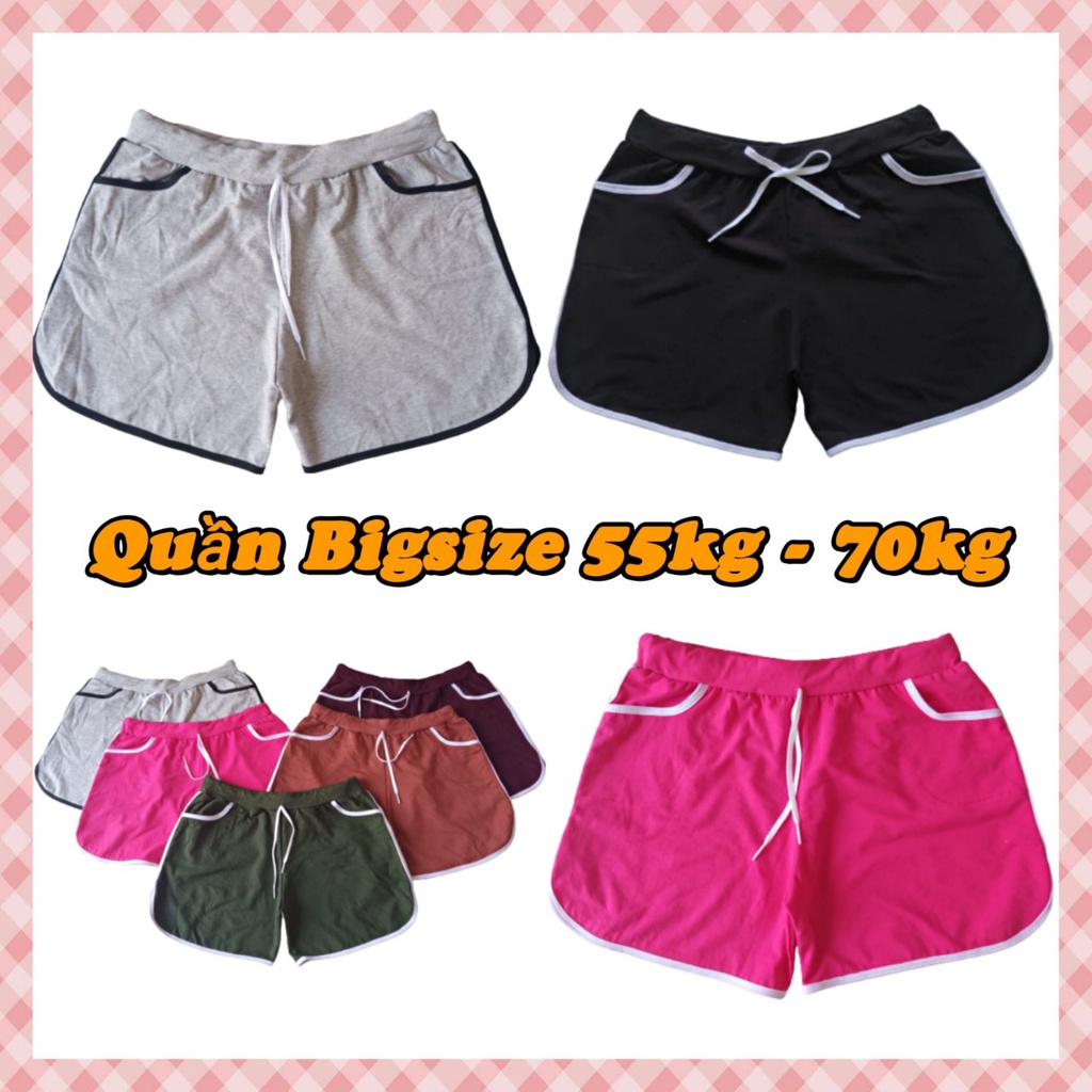 Quần đùi nữ Big size (55kg - 70 Kg) mặc nhà đủ màu, quần short ngắn dây rút vãi thun da cá bốn chiều, mặc mát dáng ôm