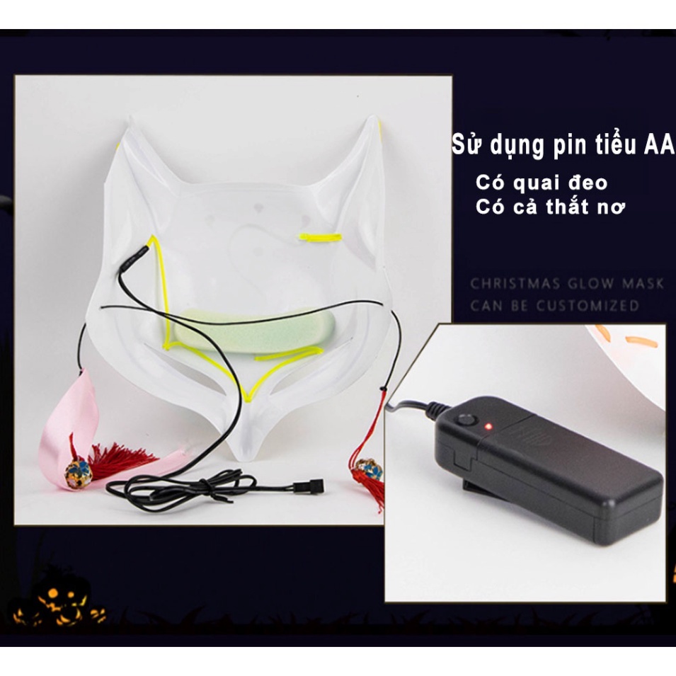 Mặt Nạ Phát Sáng Hình Cáo, Mặt Nạ Hồ Ly sử dụng pin để phát sáng đèn LED, Đồ Chơi Halloween,Quà tặng cho dành cho bạn bè