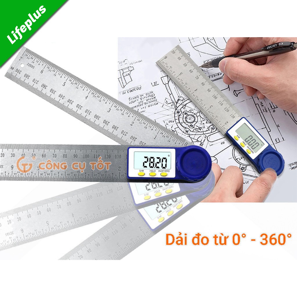 Thước đo góc điện tử 360 độ 200mm chính xác đến 0.3°