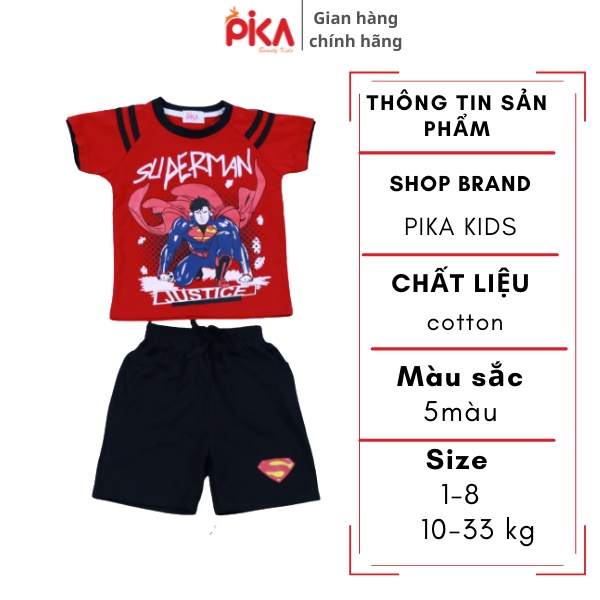 Bộ siêu nhân - bé trai - Pika kids chất liệu cotton mềm mịn bộ quần áo trẻ em