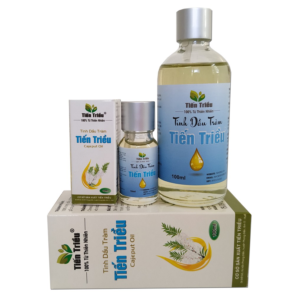 Bộ 2 chai Tinh dầu tràm Huế nguyên chất Tiến Triều 100ml, 10ml