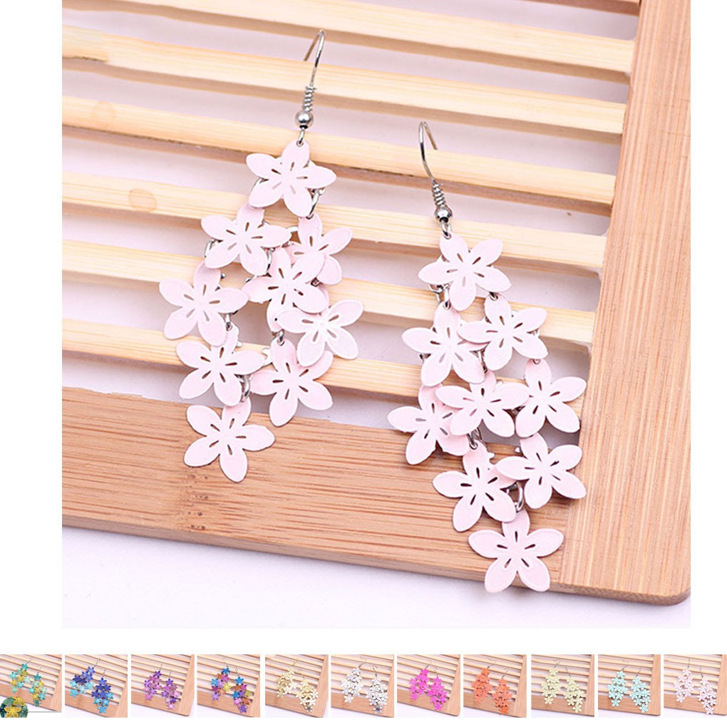 Khuyên tai dáng dài thiết kế hoa nhỏ cực duyên dáng