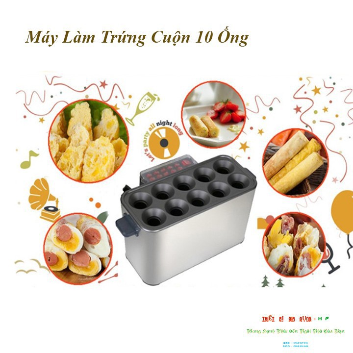 máy làm trứng cuộn dùng điện 10 ống