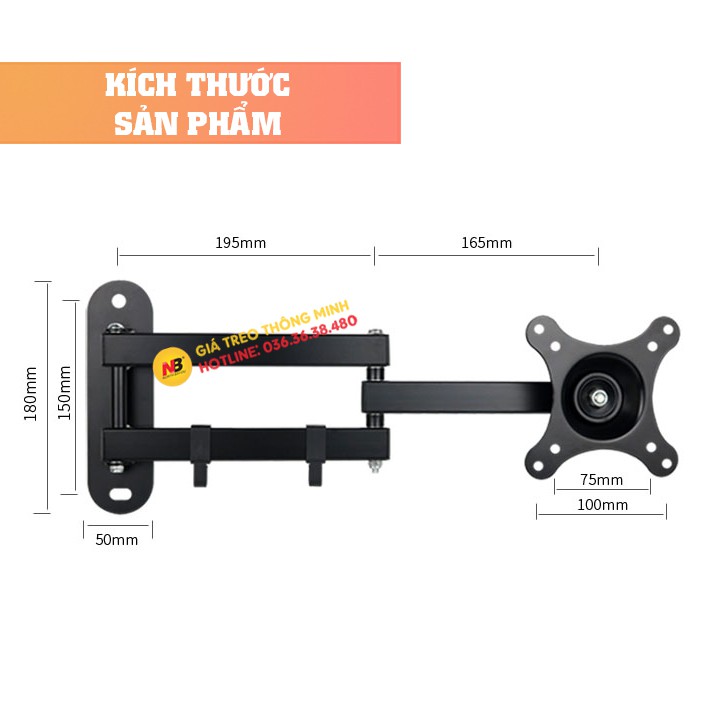 Giá Treo Màn Hình Máy Tính Gắn Tường S32 14 - 17 - 23 - 29 - 32 Inch - Giá Treo Tivi Xoay 360 Độ Tiện Lợi Khi Sử Dụng