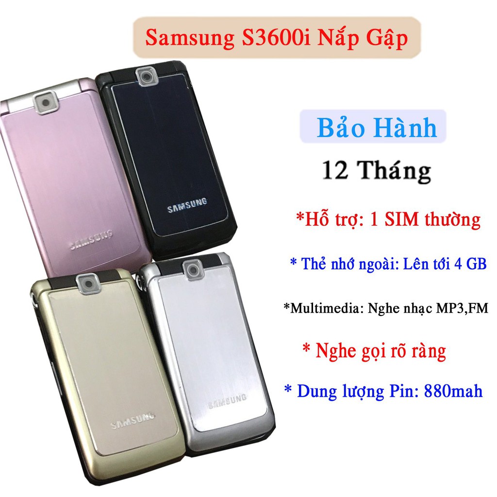 [Mã 2611DIENTU500K hoàn 7% đơn 300K] Điện thoại độc nắp gập samsung s3600i cho người già (đủ màu) bảo hành 12 tháng