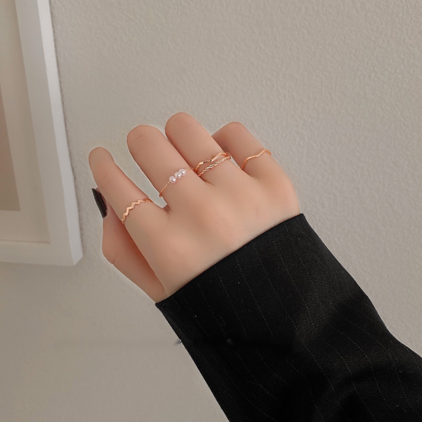 Nhẫn hở đính đá giả có thể điều chỉnh thời trang xinh xắn cho nữ