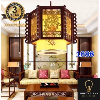 Đèn lồng gỗ thả bàn ăn, trang trí phòng bếp, phòng khách sang trọng cổ điển mã 1688- Đèn Phương Anh