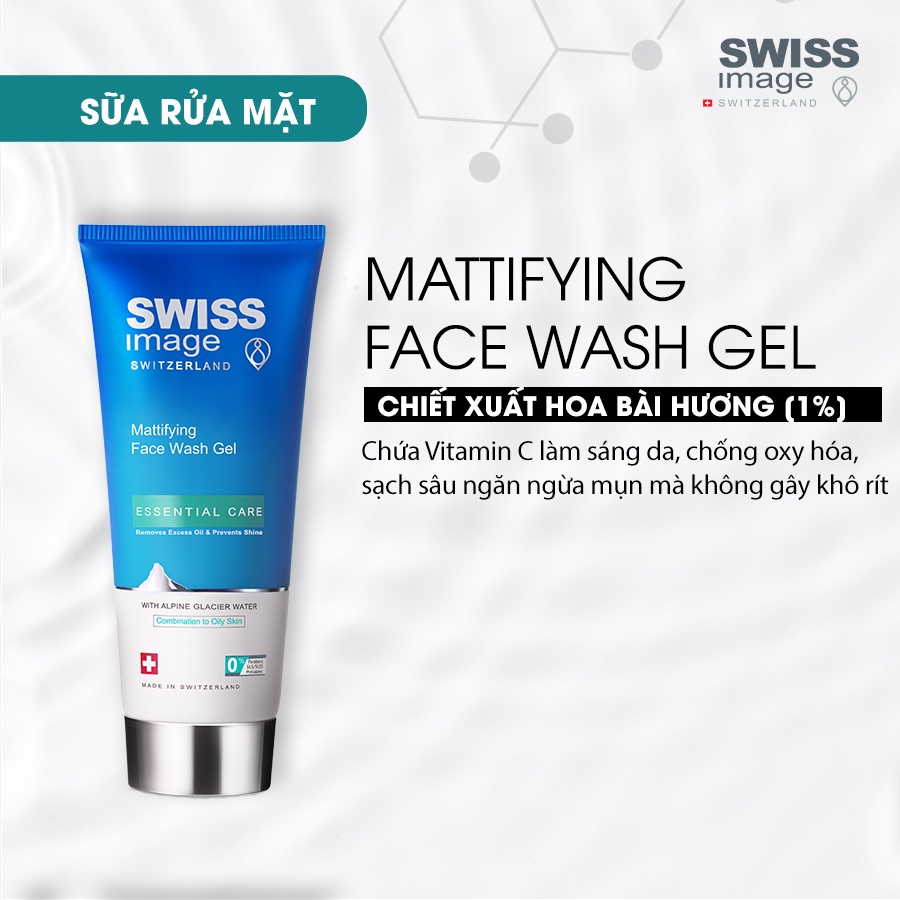 Gel rửa mặt làm sạch sâu ngừa mụn cho da dầu mụn Swiss Image Mattifying Face Wash Gel 200ml