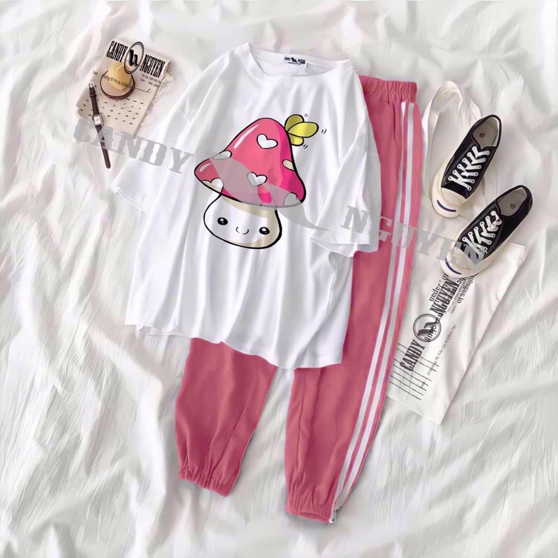 Sét áo đủ hình +quần bo gấu hồng