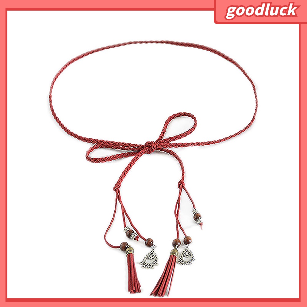 Thắt lưng dây bện đính hạt phối tua rua tinh tế