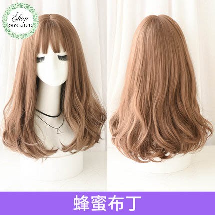 Tóc giả nữ nguyên đầu, ngắn ngang vai xoăn đuôi, tóc sợi tơ không bóng, mềm mượt tự nhiên - Cô nàng sư tử