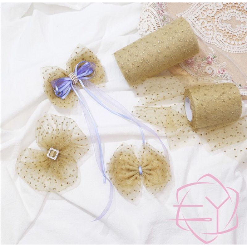 Ruy băng voan lưới nhũ kim tuyến bản 6cm