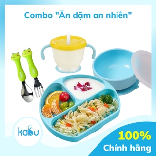 Kabu - combo ăn dặm "ăn dặm an nhiên" | set dụng cụ ăn dặm 4 trong 1 khay-bát-cốc-thìa dĩa