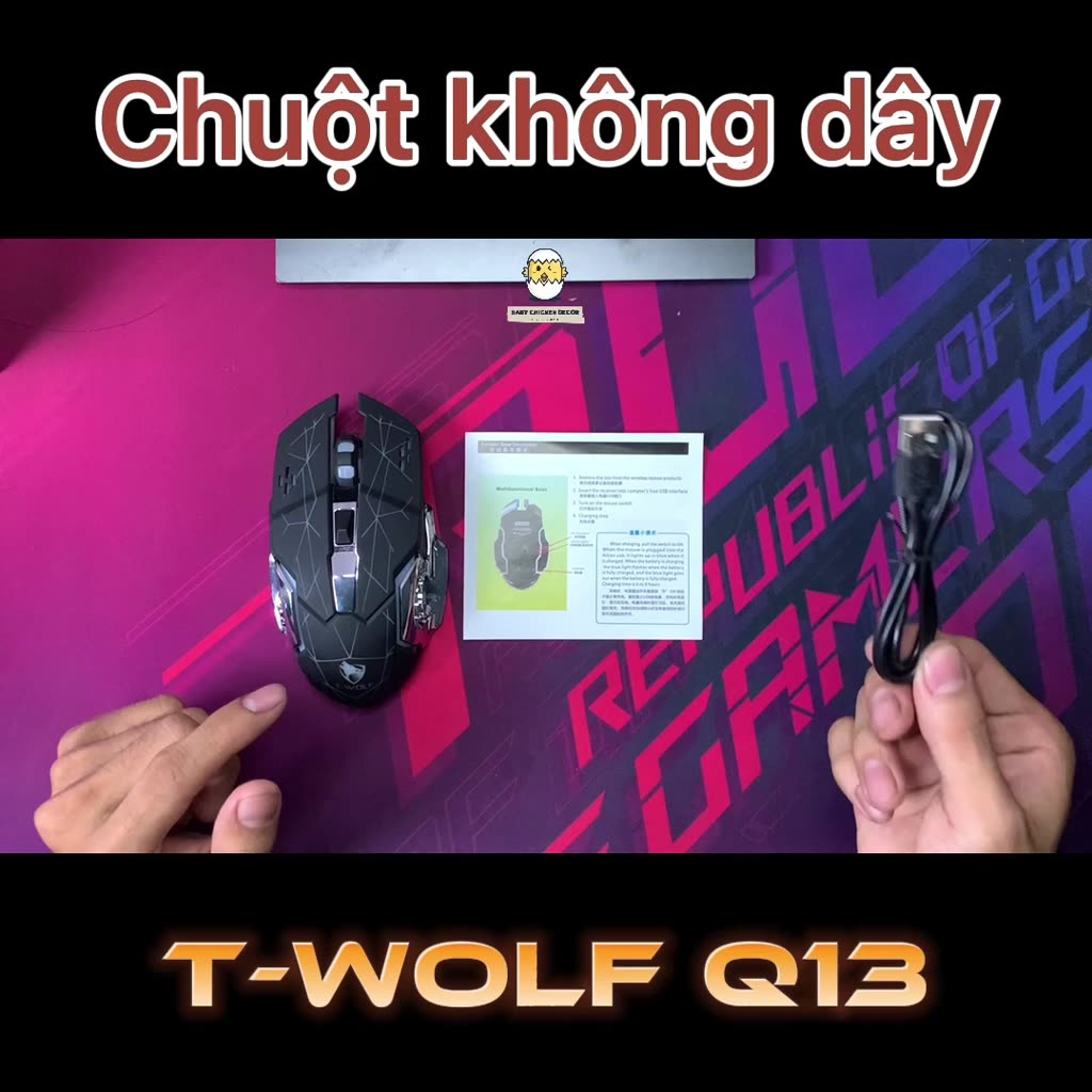 Chuột không dây Gaming T-WOLF Q13 Wireless có Pin sạc, Led RGB - BABY CHICKEN DECOR | BigBuy360 - bigbuy360.vn