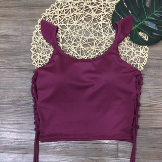 [ FREESHIP TOÀN QUỐC ] Crop Top Tay Bèo Thắt Dây