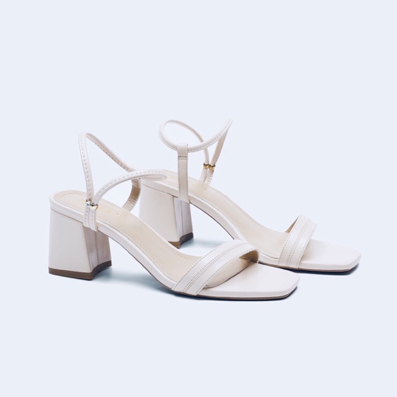 Giày sandal cao gót dily 5cm màu kem