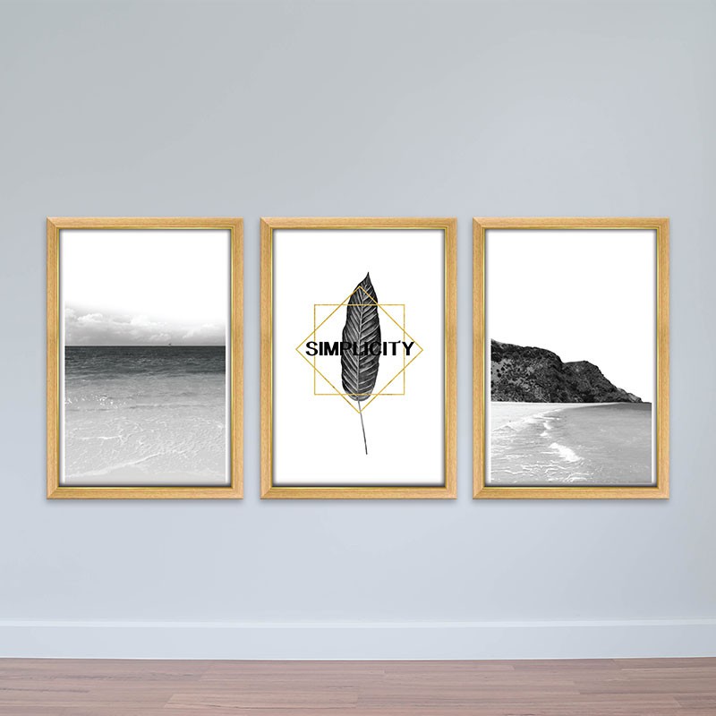 Bộ 3 khung ảnh treo tường “Phong cảnh trắng đen” màu vân gỗ –Khung ảnh  WK388 | Shopee Việt Nam