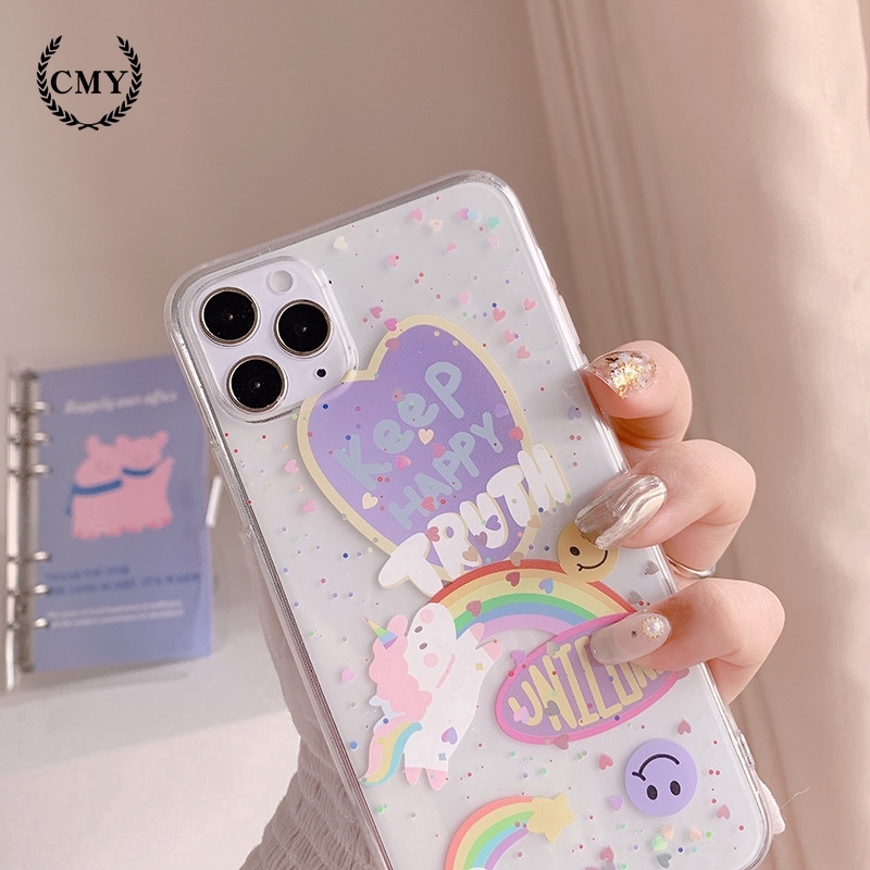 Ốp điện thoại silicone TPU họa tiết mặt cười cầu vồng cho iPhone11/11Pro 11pro Max X XR XS XS MAX 7 8 plus SE