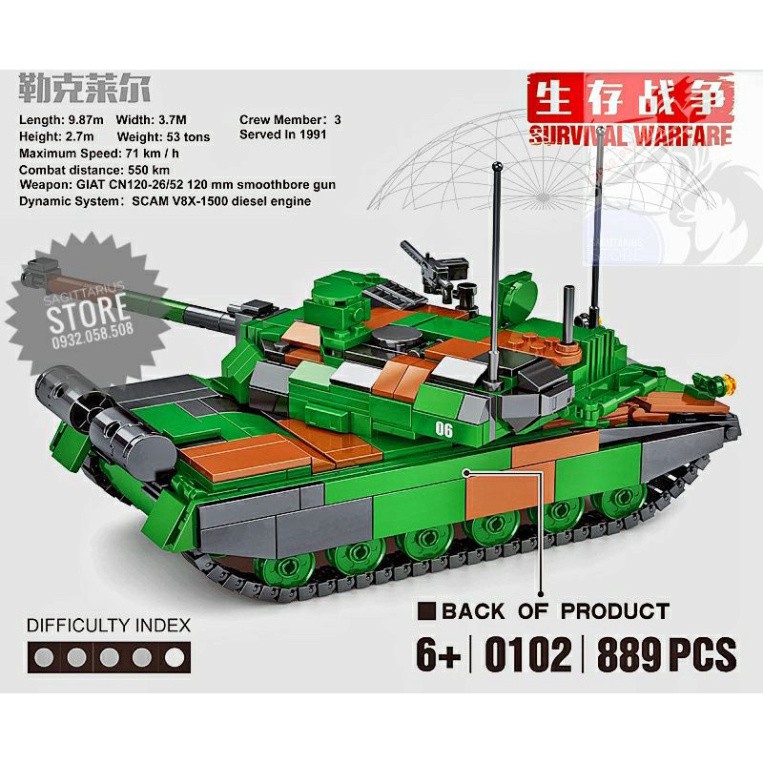 Lego SY-0102 Lắp Ráp Xe Tank LECLERC